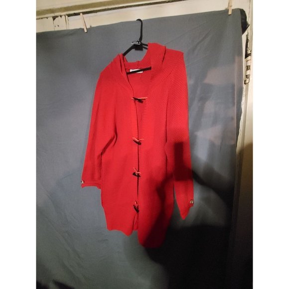 Red Long Cardigan with Hook like closures (Size M) - Picture 3 of 3
